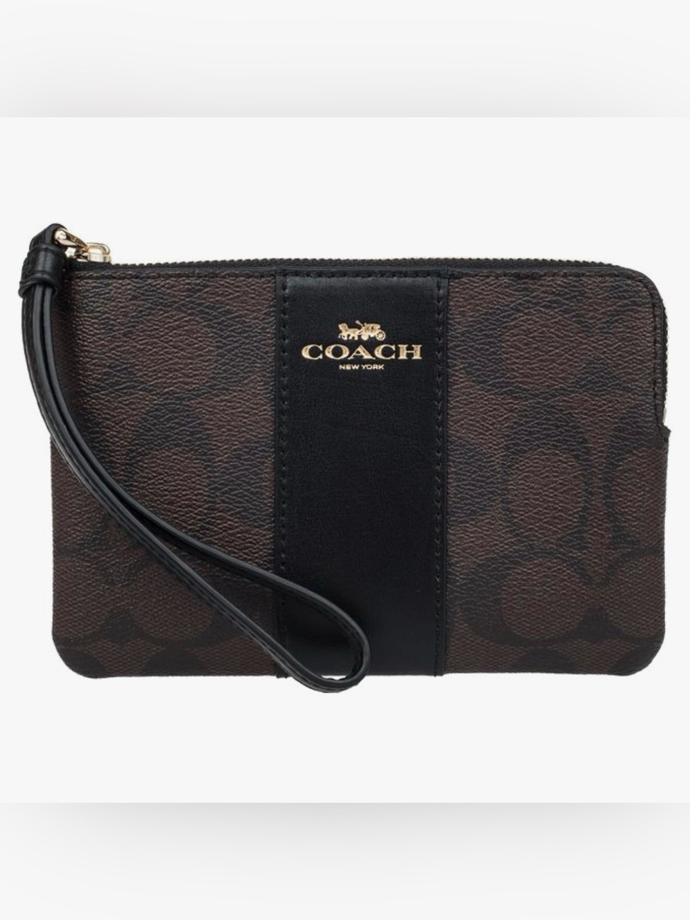 Coach Brown Corner Zip  Wristlet